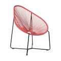 Armen Living Acapulco Indoor Outdoor Steel Papasan Lounge Chair with Brick Red Rope LCACSIBRK